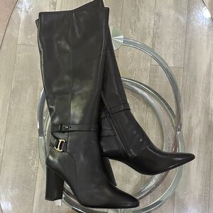 Lauren by Ralph Black Leather Heeled Boots